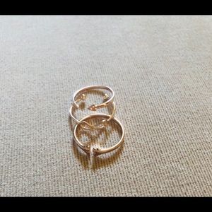 Set of three gold plated midi rings